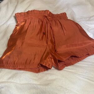 Women's Orange Satin Shorts